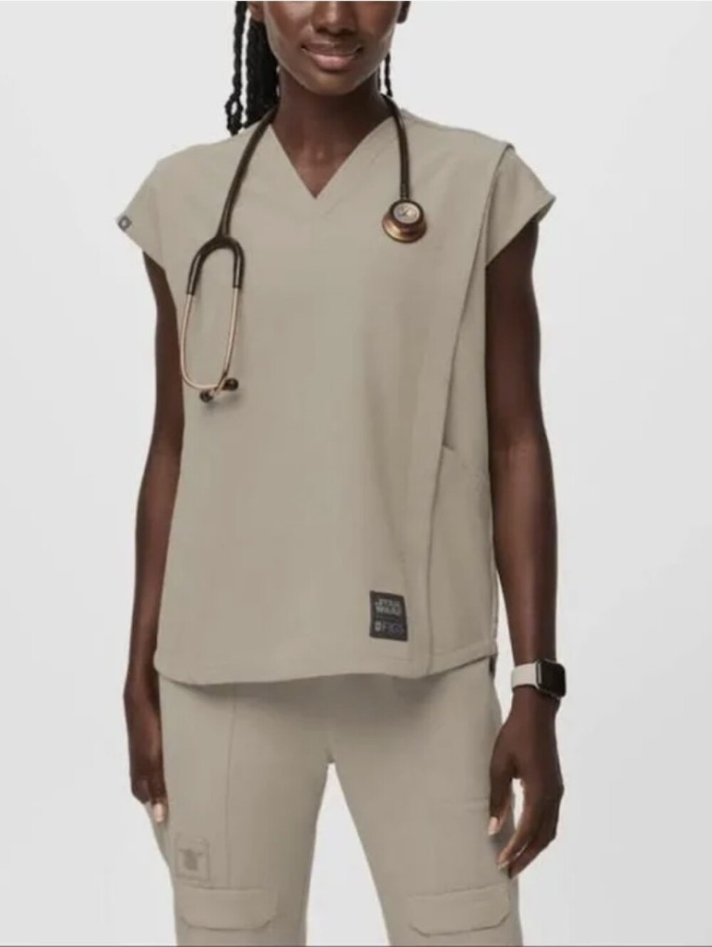Figs X Star Wars Women's V-Neck Bo-Katan Pleated Scrub Top Size 2XL